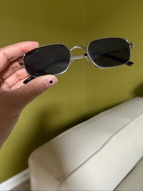Urban Outfitters Silver Frame Black Lens Rectangular Sunglasses